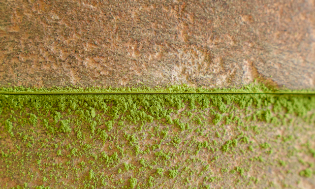 Space in between two demonstration grinding stones for matcha